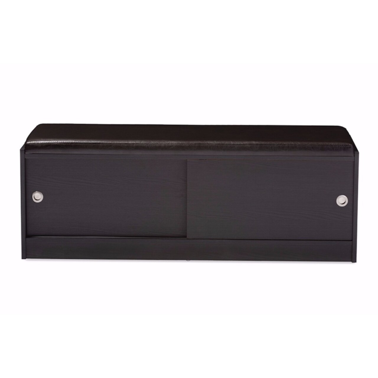 Baxton Studio Dark Brown Wood Entryway Storage Cushioned Bench Shoe Rack Cabinet Organizer